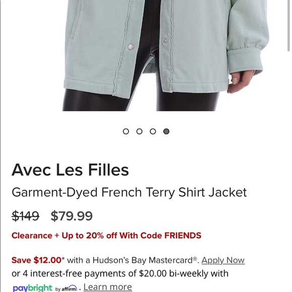 Avec Les Filles, Oversized Shacket, Mint Green, XS but fits oversized - Picture 5 of 6